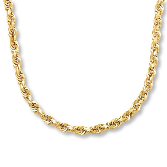 Solid Chain Necklace 10K Yellow Gold 24" - Picture 1 of 2